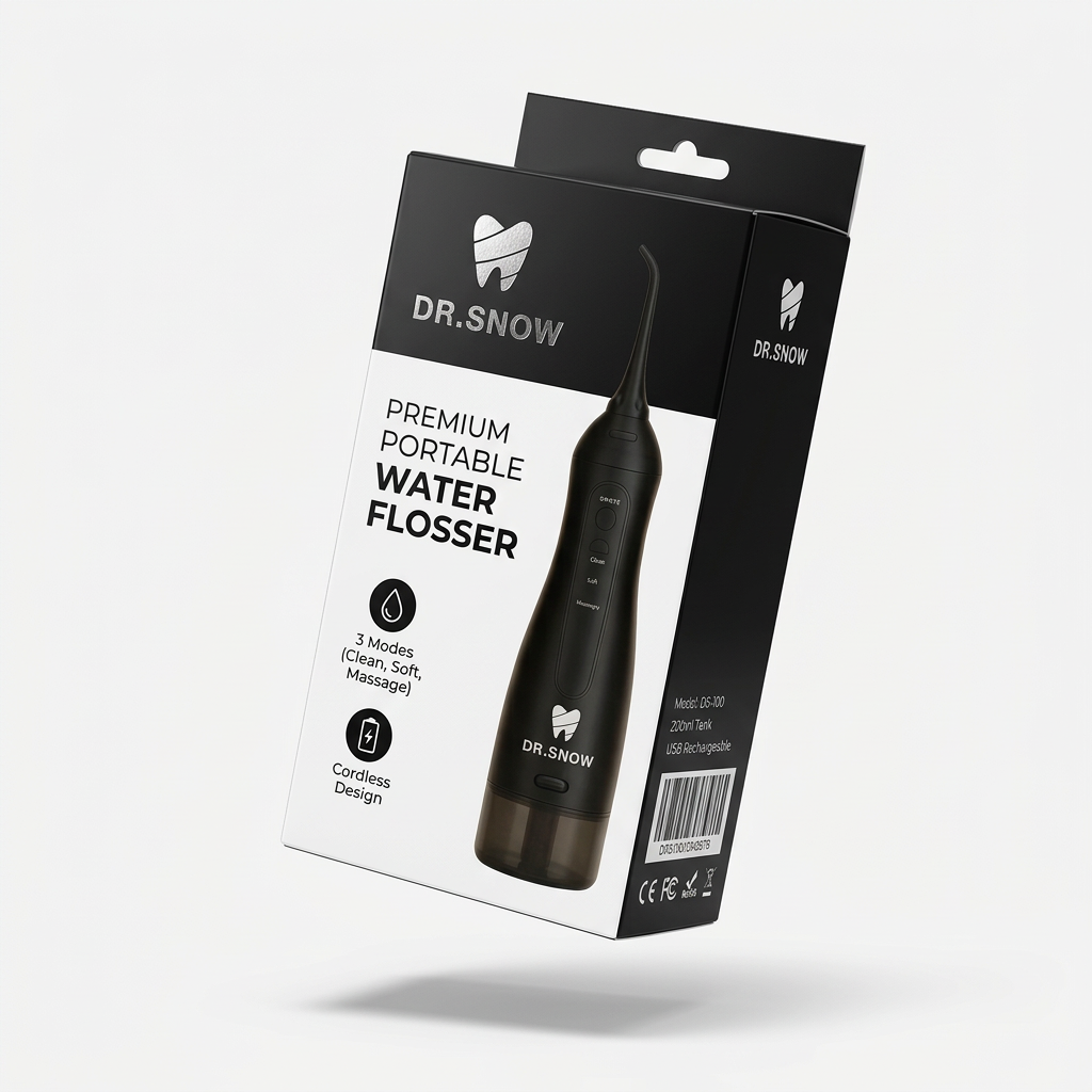 Dr. Snow premium portable water flosser packaging on a white background